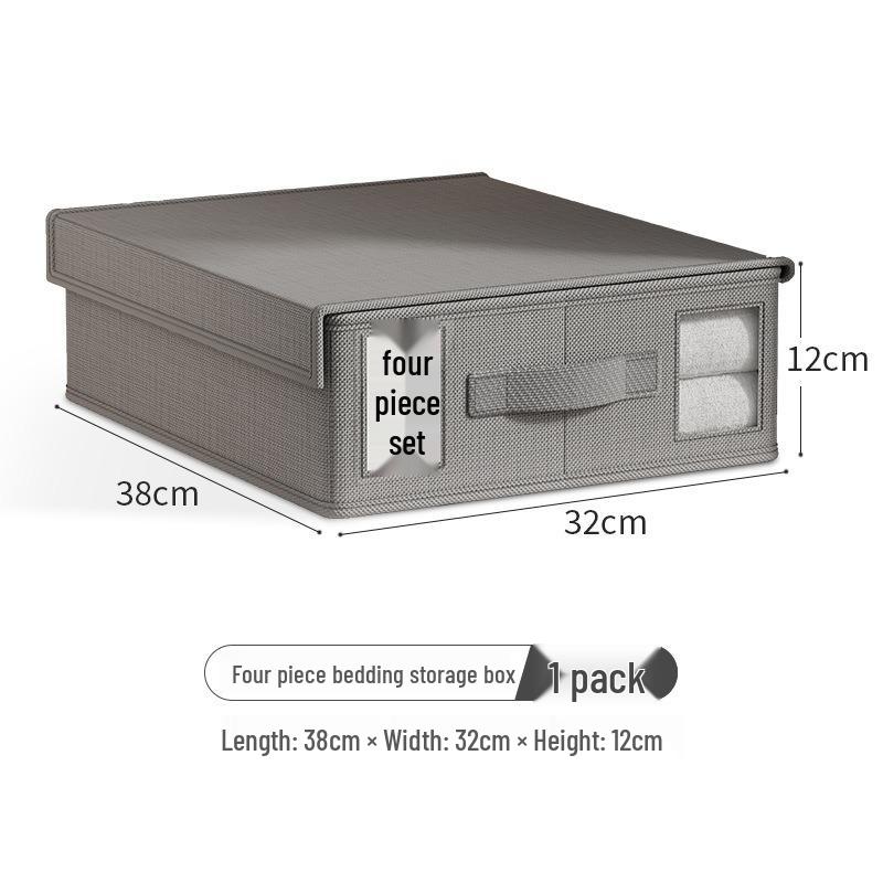 Cross-Border Non-Woven Bedding 4-Piece Storage Box with Lid for Wardrobe 38*32*12CM