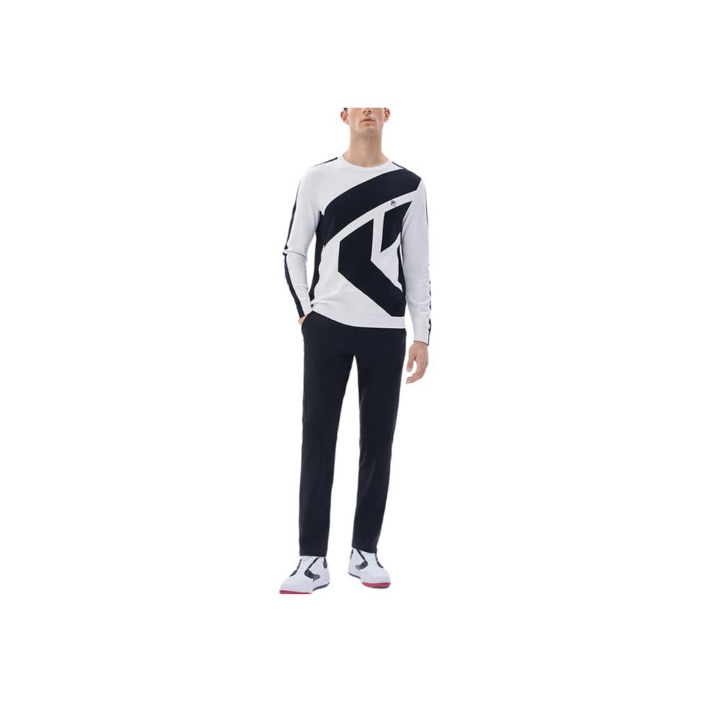 FILA Athletics Series Golf Long Sleeve Crew Neck Knit Shirt Men Tops Jade-White A11M245404F-WT