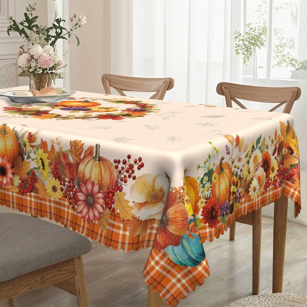 Harvest Festival Pumpkin Sunflower Tablecloth Autumn Pastoral Round And Rectangular Table Cloth Household Table Decorative Cloth