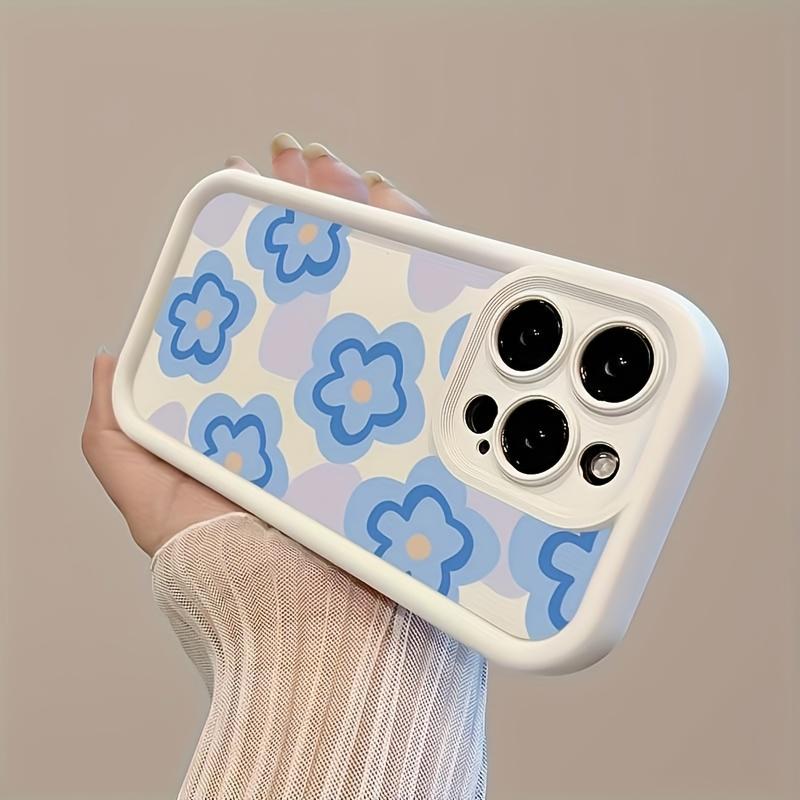 Blue pattern TPU phone case suitable for iPhone 17 16 15 14 13 12 11 Pro/Max/Plus anti drop and shockproof back cover