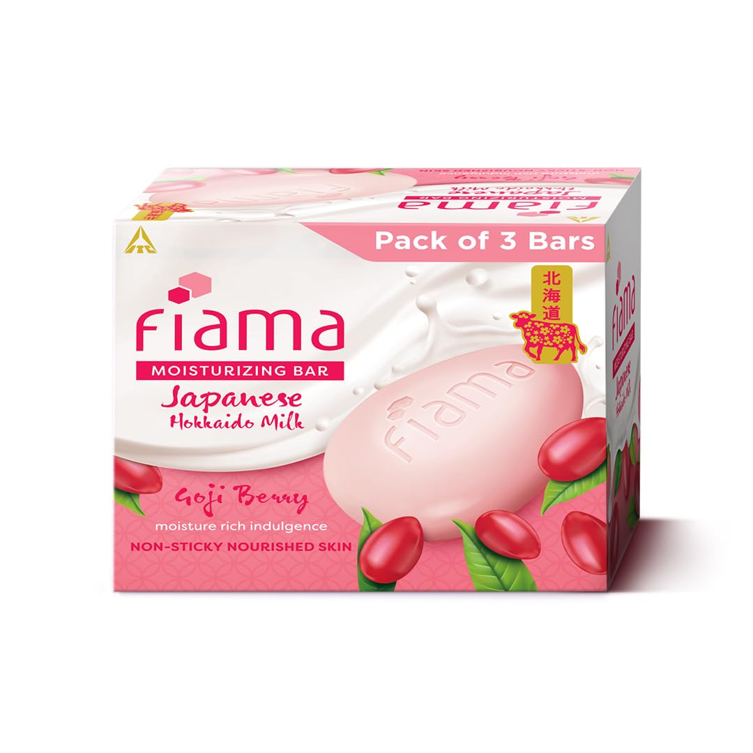 

Fiama Moisturizing Soap Bar 125GX3 Japanese Hokkaido Milk Goji Berry With Vitamin F For Soft Hydrated Skin And Fragrant Freshness