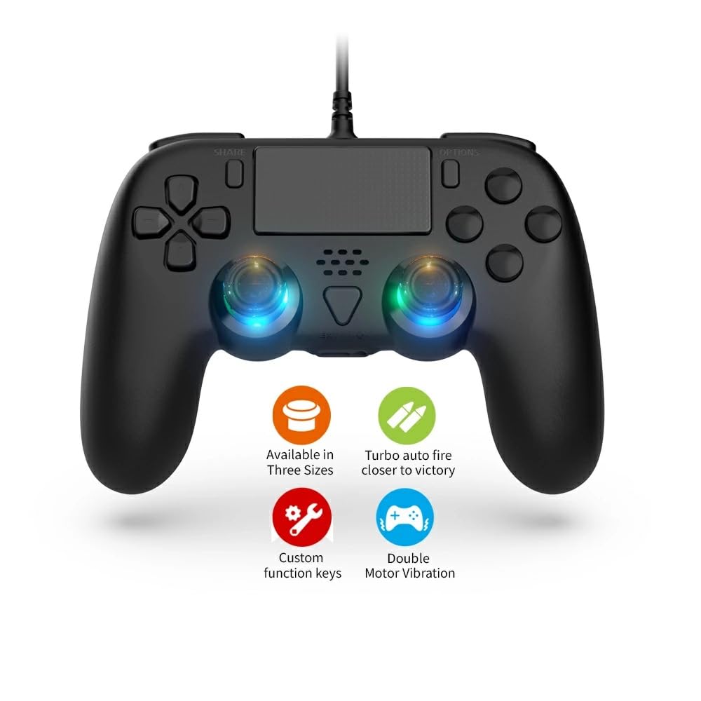 Offizielles QISI PlayStation 5 Kompatibles 3m Kabel Makro Rückseite TURBO Schneller Gyrosensor PS5 Kompatibel Dual Shock Sony Pro Hall-Effekt Controller, Kabelgebunden,