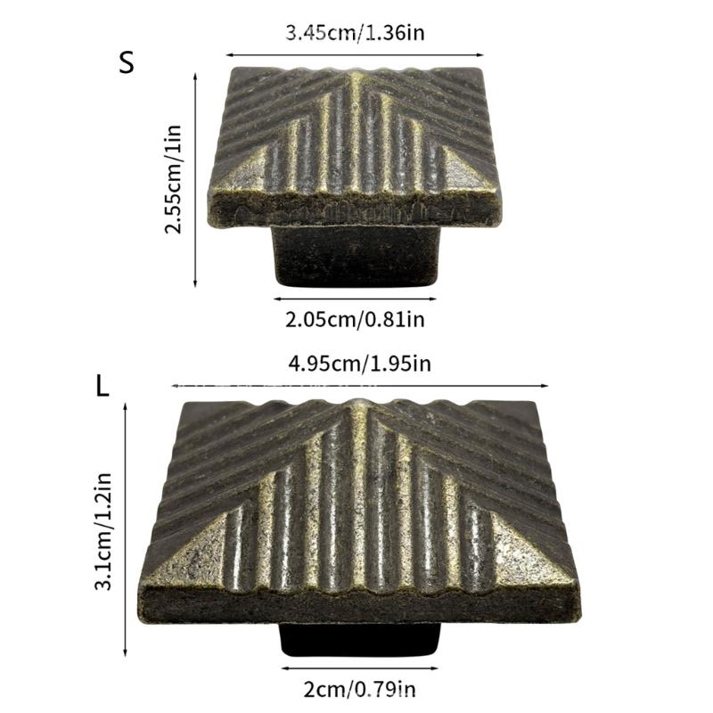 Heavy Duty Zinc Drawer Pulls with Retro Square Design Easy Installation Cupboard Handles for Furniture Hardware