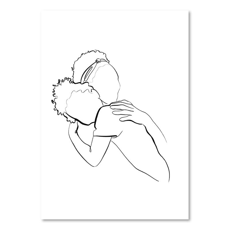 Abstract Black And White Line Love Family Wall Art Canvas Painting Nordic Posters And Prints Wall Picture For Living Room Decor