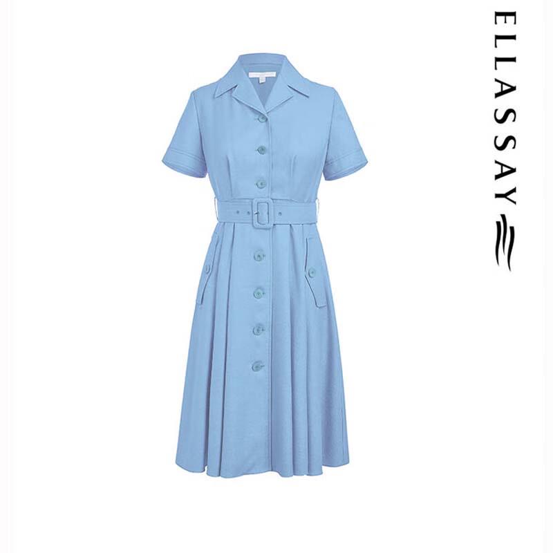 ELLASSAY Women's Spring/Summer Retro Lapel Dress EWE342Y03200