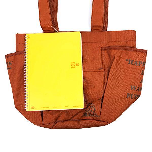 SNOOPY PEANUTS IP.MED.POCKETS.Peanuts-7U BRICK Tote Bag Brown Rootote