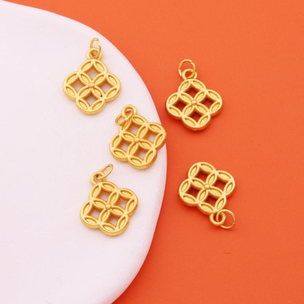 Matte Gold DIY Five Emperors Copper Coins Jewelry: God of Wealth Bracelet, Necklace, and Pendant Accessories