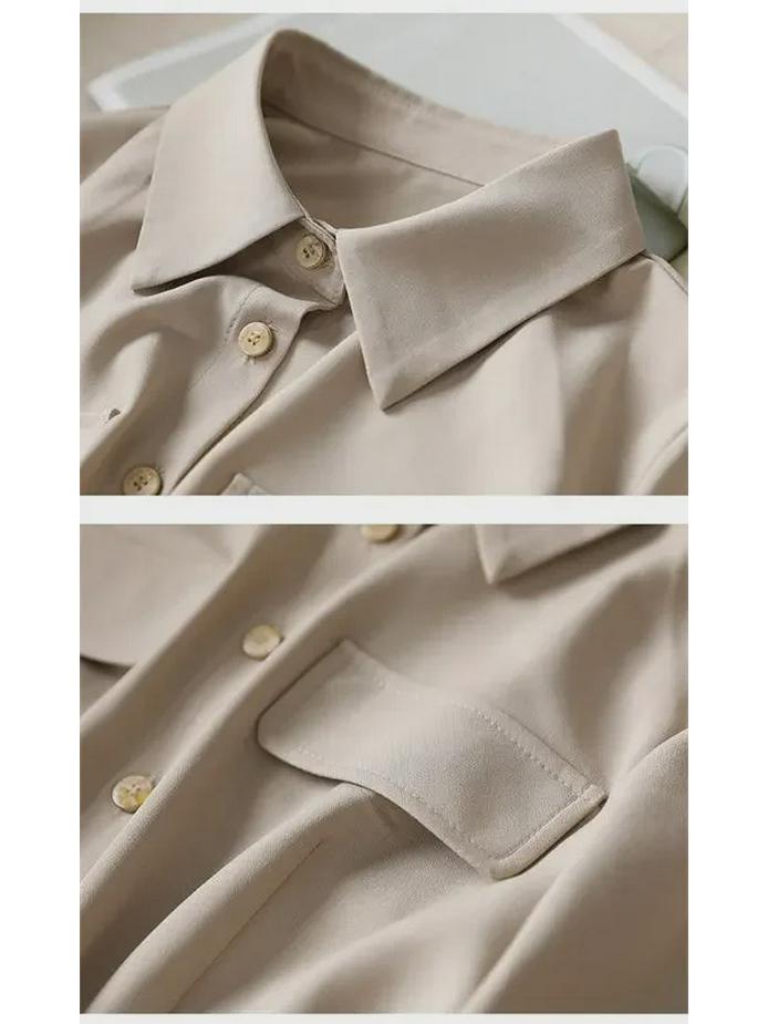 Plus Size Women's French Style Long Sleeve Slim Waist Polo Dress, 2024 Spring/Autumn Collection