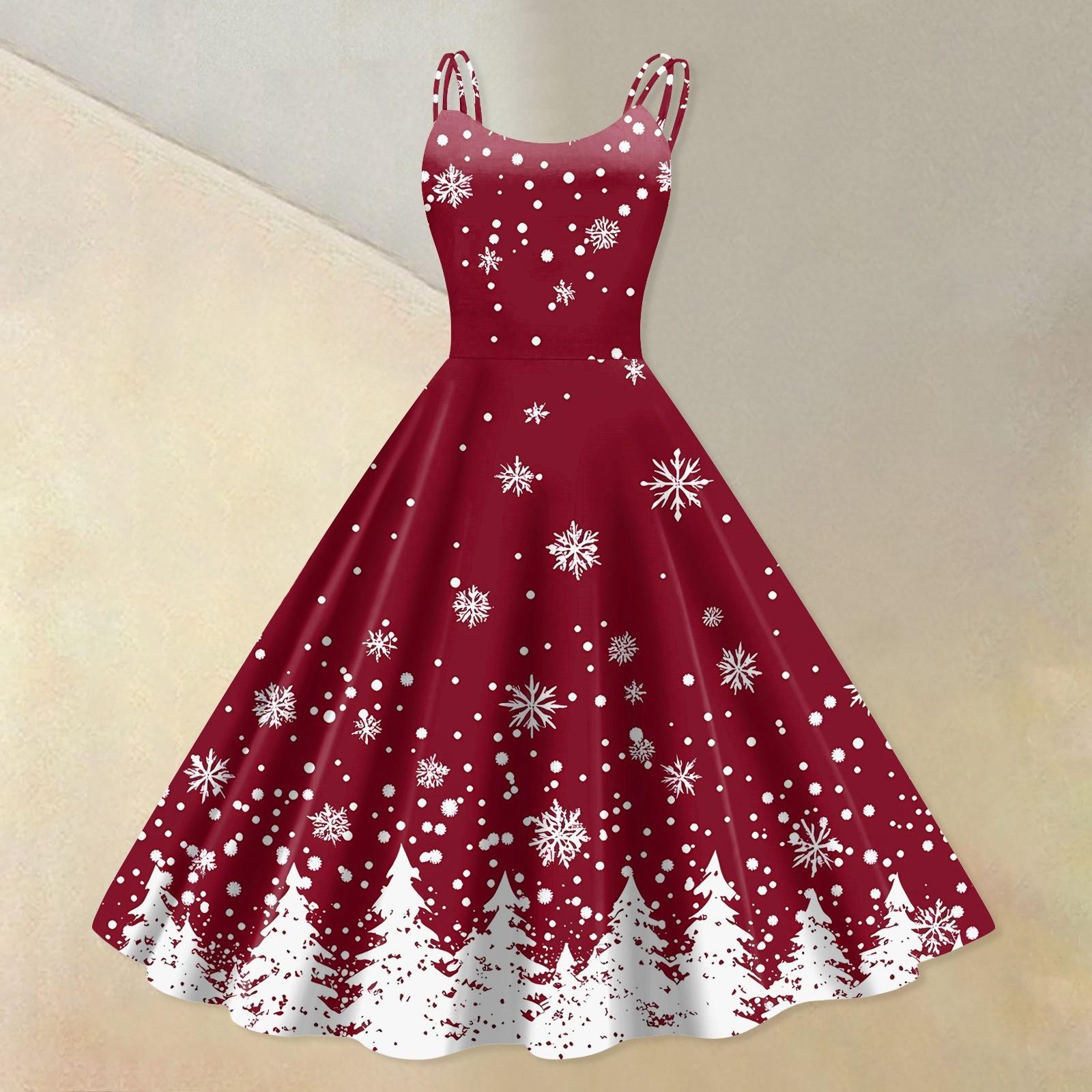 

Женское модное сексуальное коктейльное платье без бретелек с рождественским принтом в стиле панк, винтажное платье. XL красный