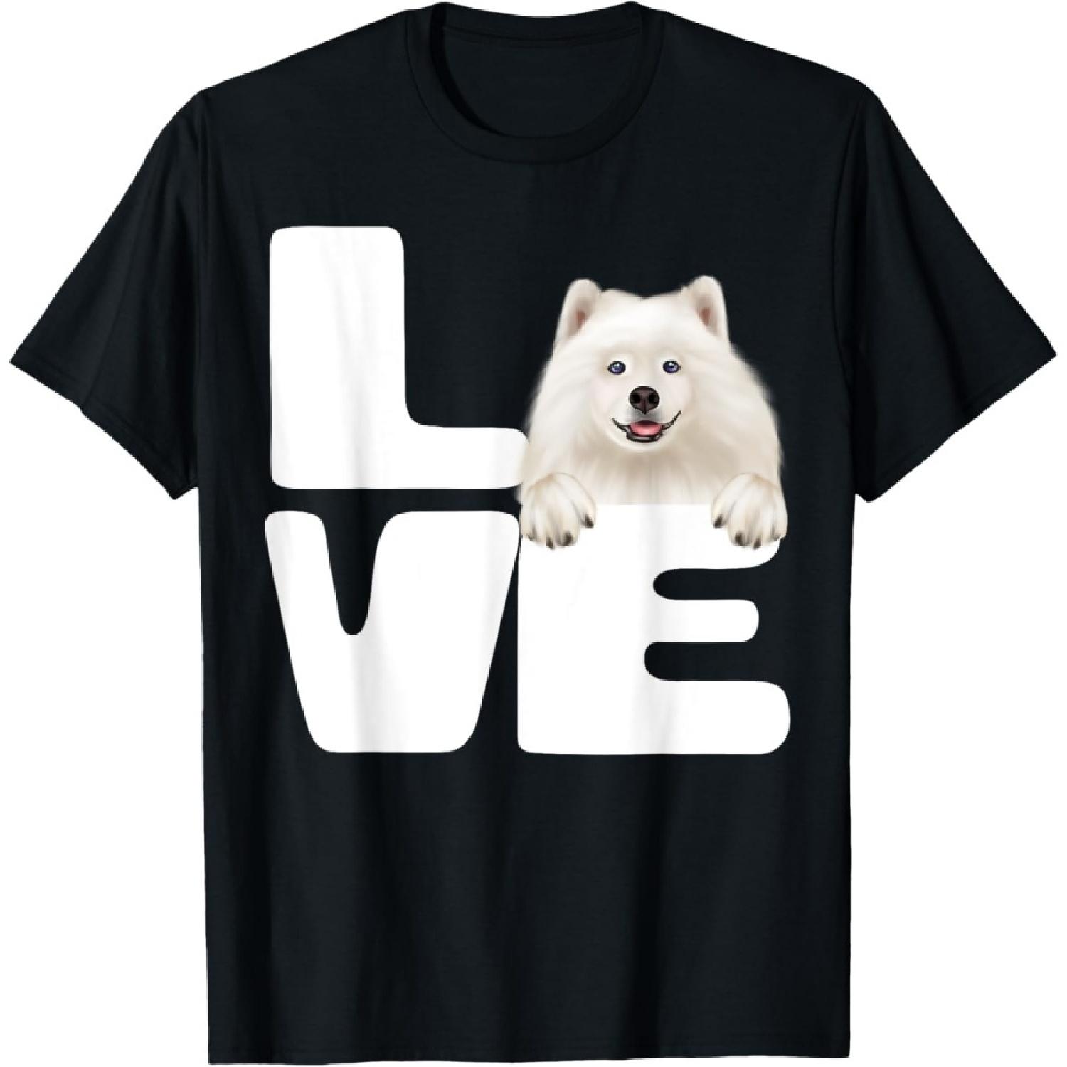 Я люблю свою самоедскую собаку Любитель футболок для мужчин Женщин Девочек Детей S