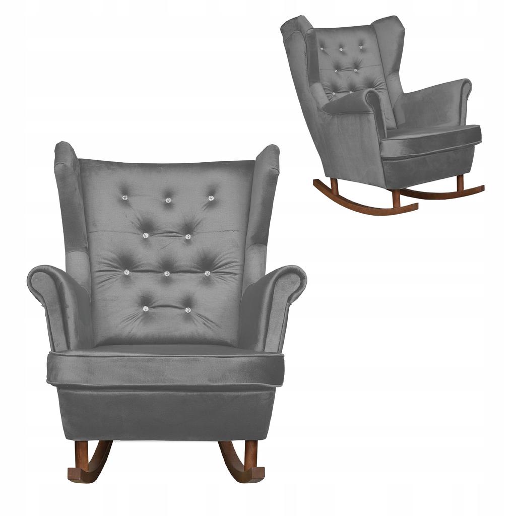 Diana Rocking Chair, Scandinavian, Family Meble, Grey Crystals