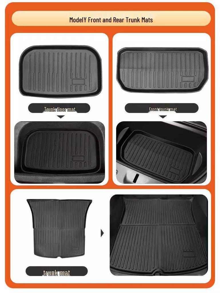 Compatible Tesla Model 3 & Y TPE Odorless Floor Mats & Trunk Backrest Mats