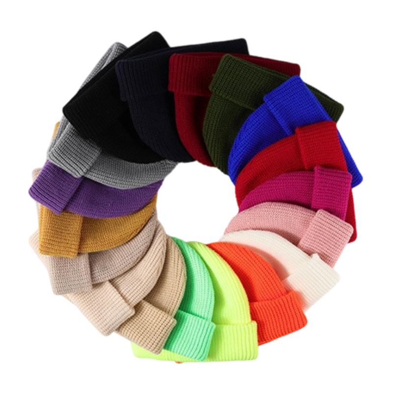 Men Women Winter Thick Warm Hat Plain Beanies for Custom Logo Minimalist Dome Knit Beanie