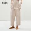 LESS 2025 Summer Cotton Straight-Leg Cropped Trousers