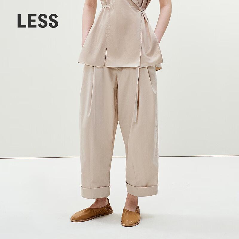 LESS 2025 Summer Cotton Straight-Leg Cropped Trousers