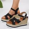 Fashion Summer Women's Sandals New Wedge Heeled Sandals Women 2025 Chunky Platform Women Shoes Fashion Ankle Buckle Thick Sole Sandalias