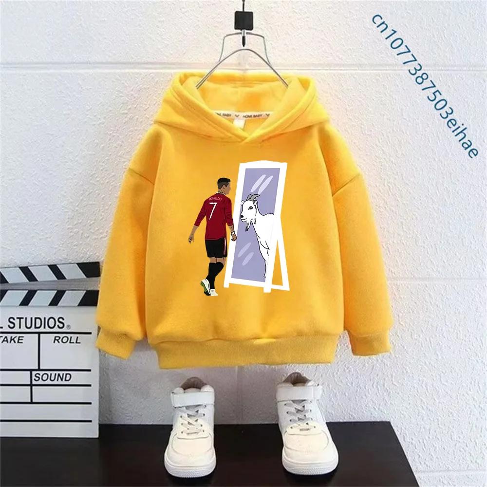Cristiano Ronaldo CR7 Kids Boys Girls CR7 Printed Hooded Sweatshirt Hip Hop Cartoon Hoodie Autumn Long Sleeve Children Wear