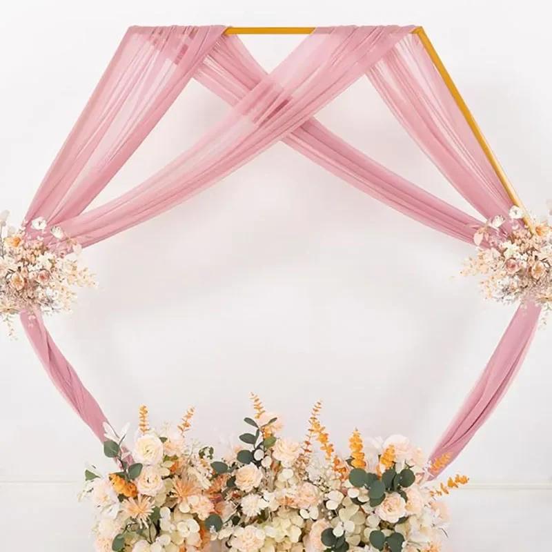 Tessuto Drappeggio Arco Nuziale Drappeggi Arco Trasparenti Chiffon Borgogna Tenda da Esterno Sfondo per Cerimonia Nuziale Festa Decorazione Soffitto