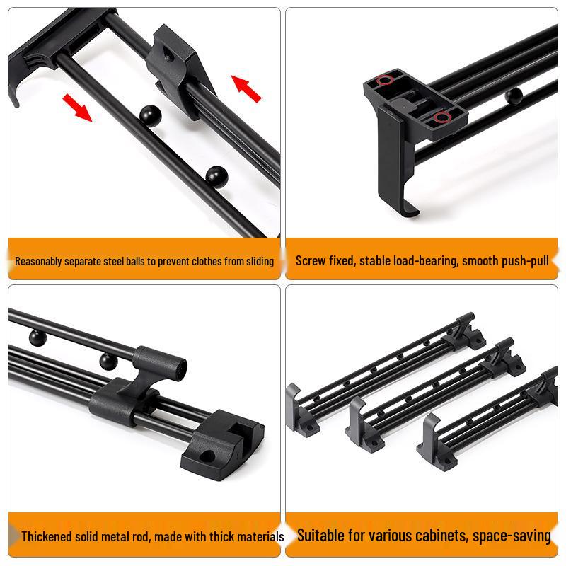 Telescopic Wardrobe Rail: Adjustable Clothes & Hat Hanger, Interior Hardware Accessory for Horizontal Hanging.