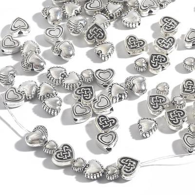 Various Love Heart Alloy Beads Plating Silver Loose Beads For Jewelry Making DIY Bracelet Necklace Earring
