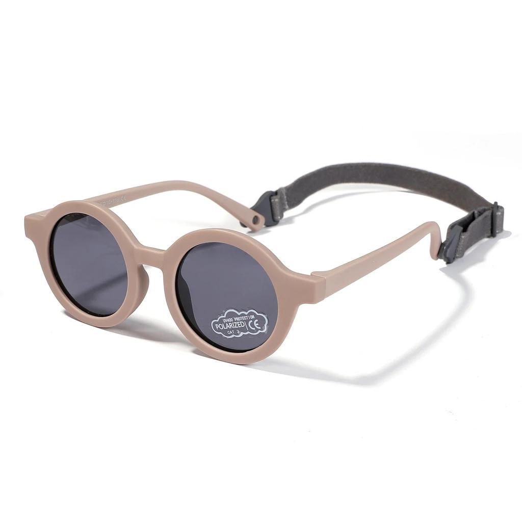Kids Round TAC Baby Sunglasses Flexible Soft Frame with Strap for Toddler Boys Girls Age 0-3