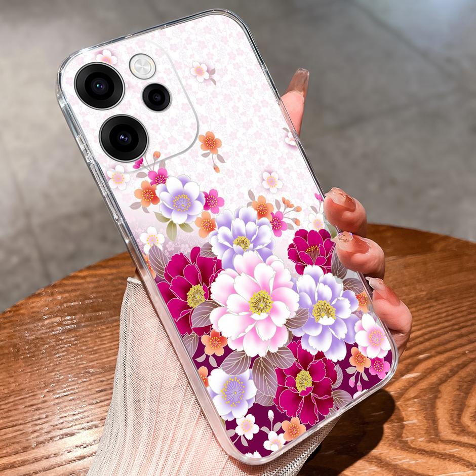 For OPPO Reno 15F 15 Pro Cases Brilliant Flower Kitten Fall Prevention Portable Clear Back Cover For reno15pro reno15f Funda