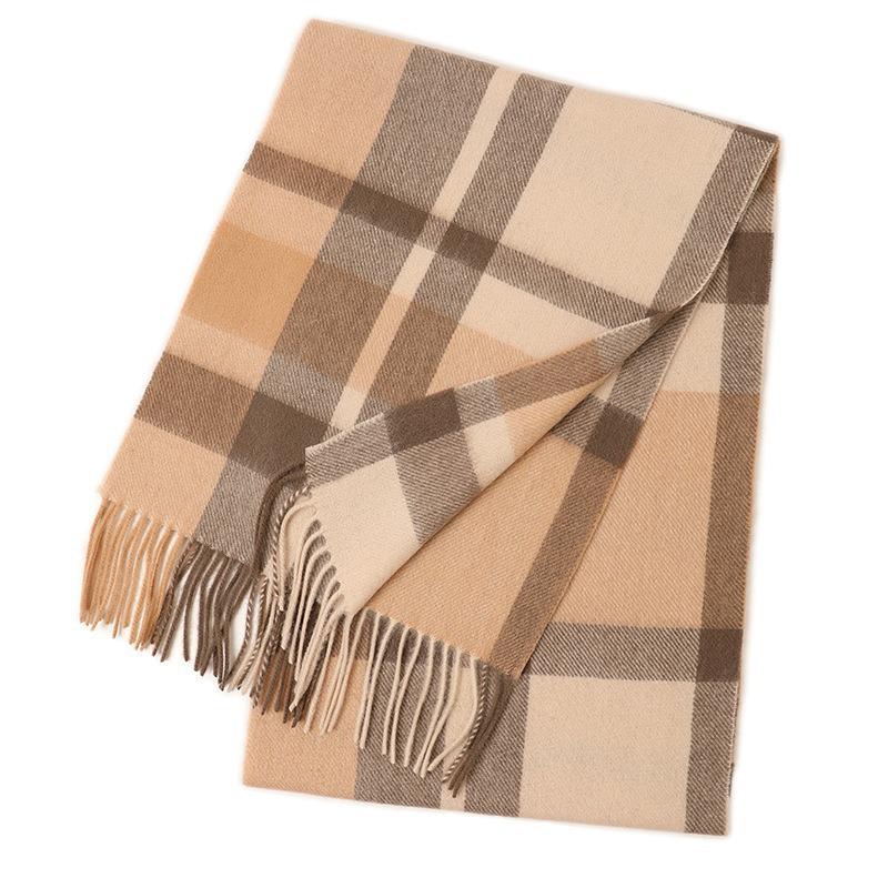 Hong Rong Unisex Wool Plaid Scarf - Warm for Autumn/Winter
