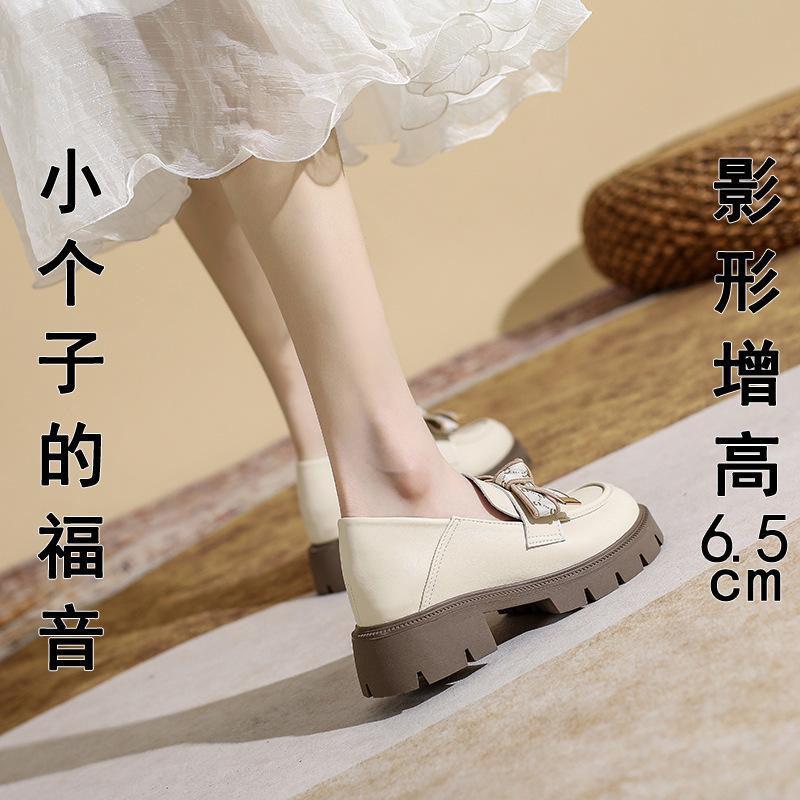 

Inner height increase small size 323334 women s one-pedal bow small leather shoes black single shoes new 32 чорний