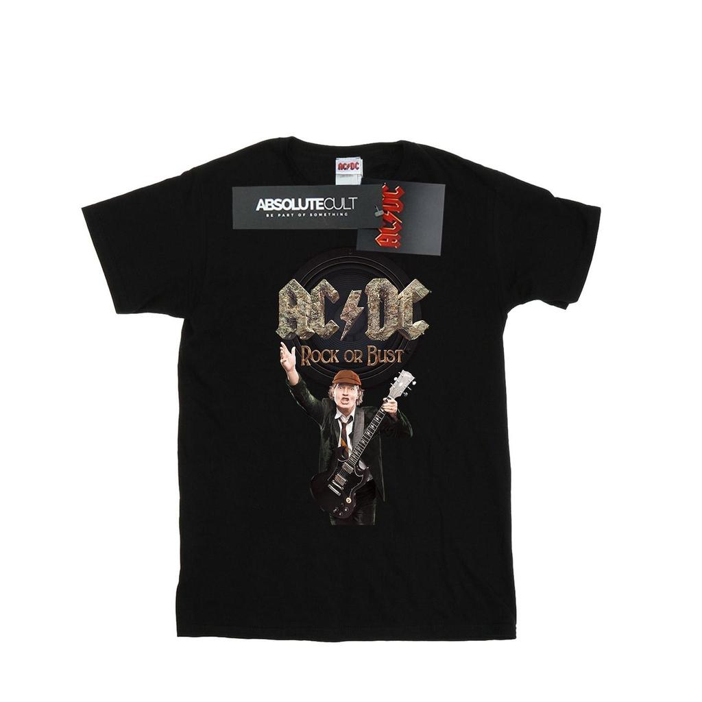 AC/DC Womens/Ladies Rock Or Bust Angus Young Cotton Boyfriend T-Shirt