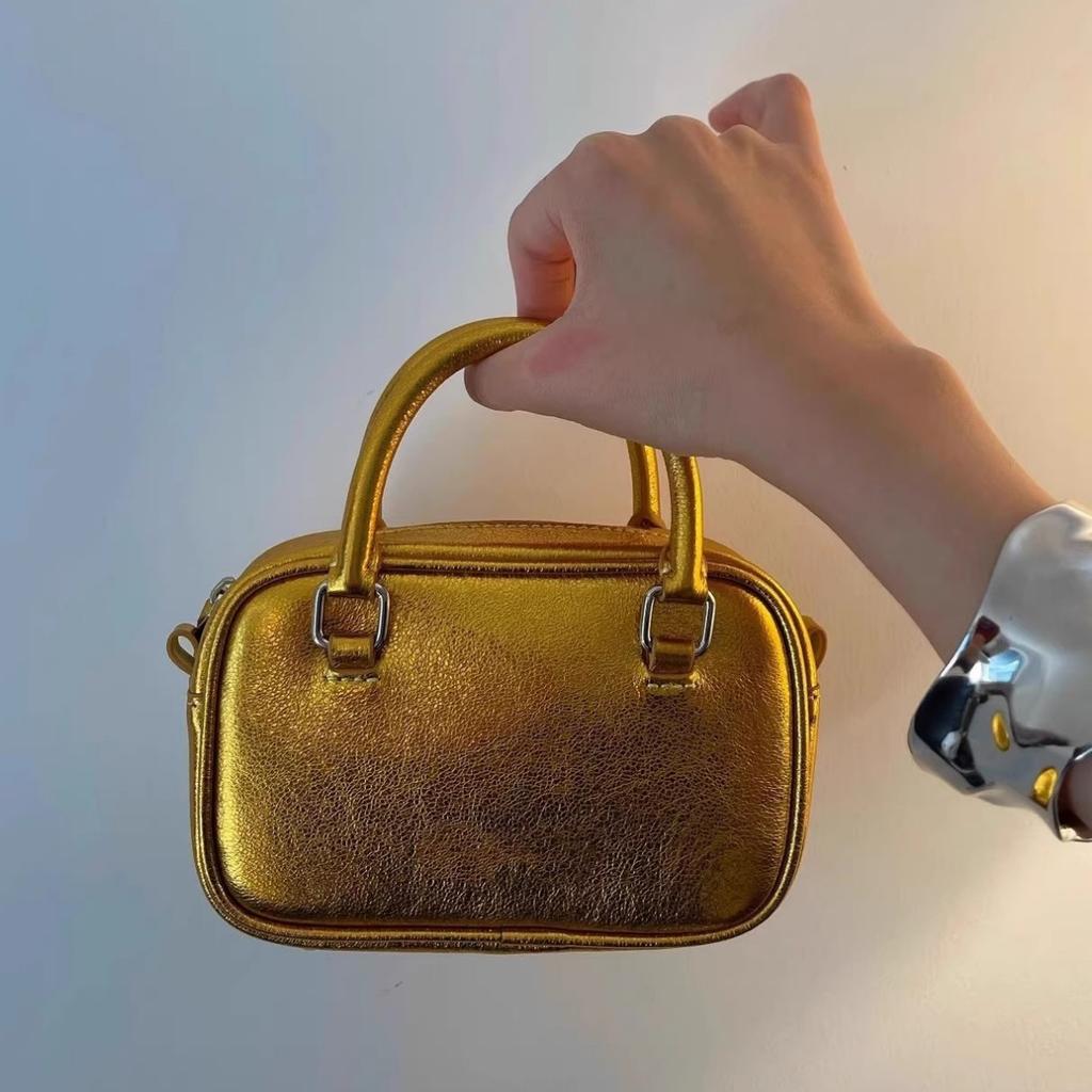 Modische Taschen mit Griff oben, hochwertige Umhängetaschen für Damen, lässige Bowling-Handtaschen aus Leder für Frauen, süße quadratische Mini-Tasche