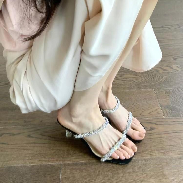 

Rhinestones with new women s high-heeled sandals temperament socialite thin-heeled high-heeled sandals women 34 чорний