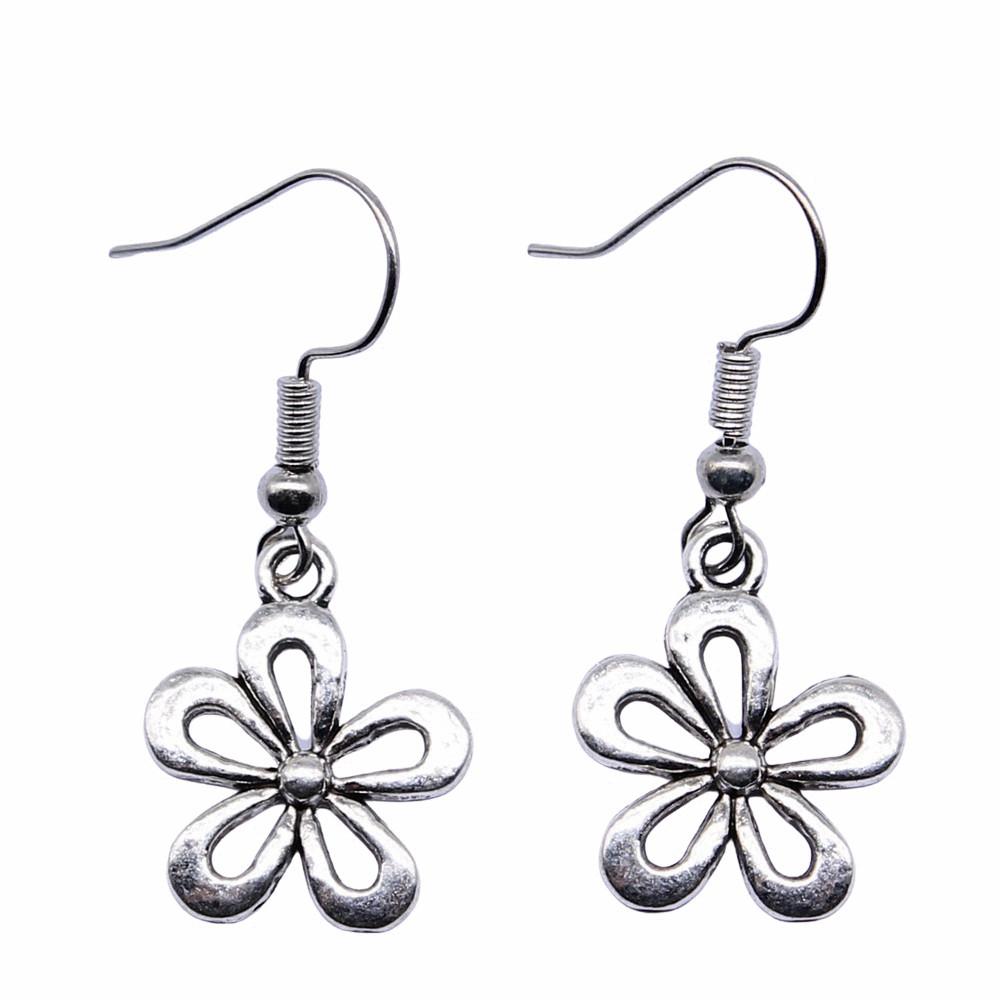 Circle Frame Flowers Dangle Earrings Romantic Floral Female Drop Jewelry