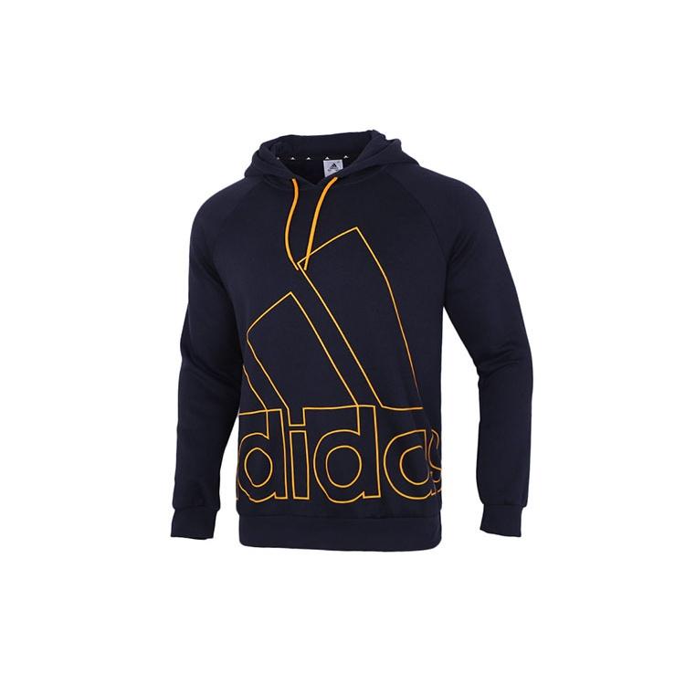 Men s adidas Big Lo Hd Fl Logo Printing Fleece Lined Stay Warm Pullover Blue HB5092 XXL