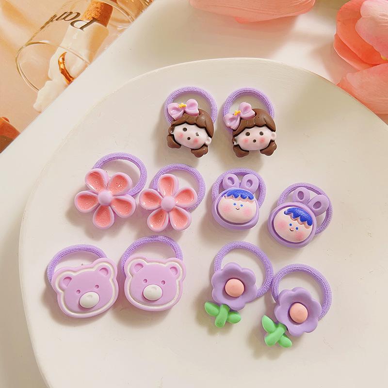 10PCS/Set Sweet Flower Shaped Hair Ties Elastic Hairbands Baby Colorful Ponytail Holders Rubber Band for Toddlers Kids