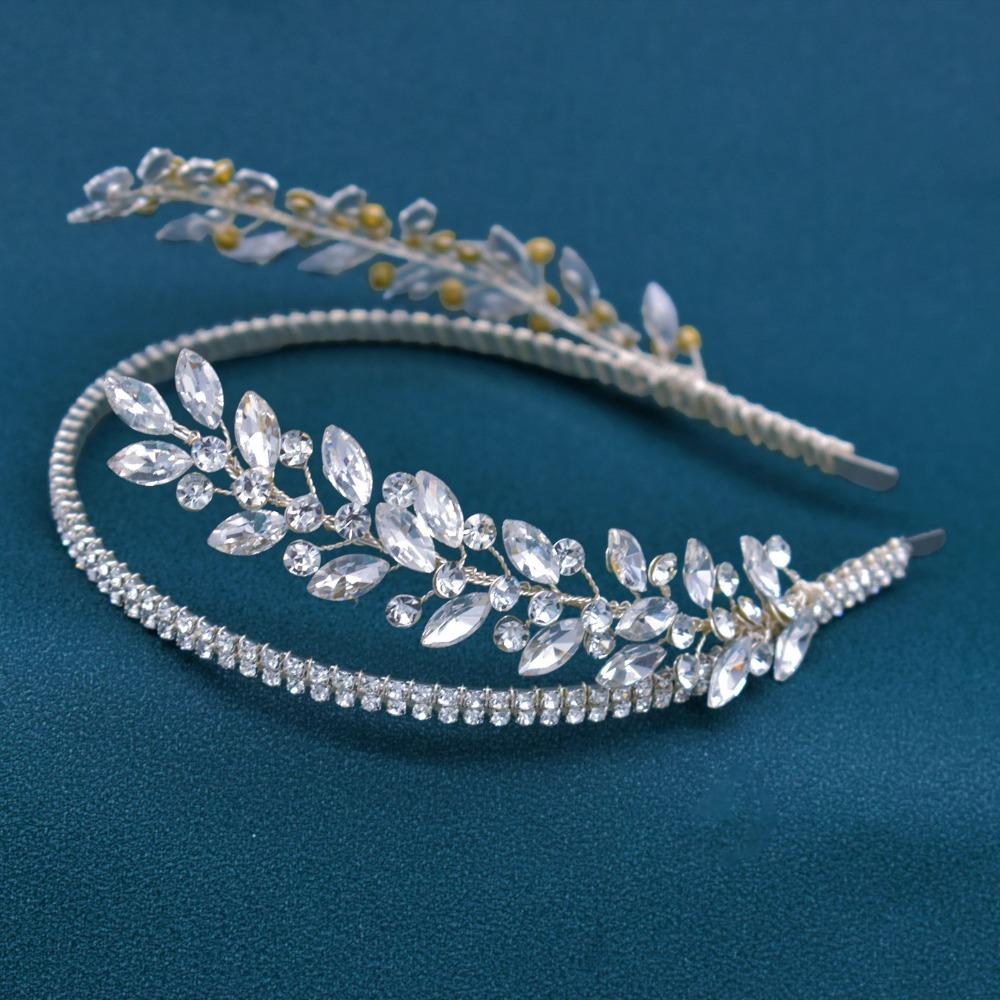 Elegant Minimalist Rhinestones Bride Headband Flower Women Headpiece Princess Queen Crown  Weddings