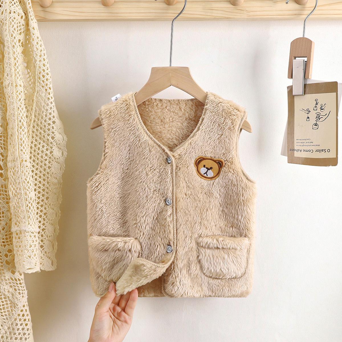 

Children s Double-Sided Coral Fleece Vest - Unisex Baby Korean Style, Warm Velvet Flannel Cape for Spring and Autumn 80cm (for 60-70cm height) света кофе
