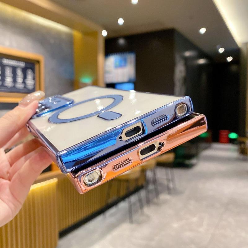Suitable for Samsung S25 Ultra Mobile Phone Case Transparent Macaron Electroplated Magnetic Charging S24 Anti Fall Soft Shell Jacket