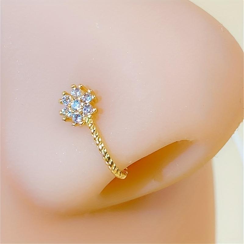 

Зажим для носа с блестящим цирконом вишневого цвета — элегантное кольцо для носа с искусственным пирсингом и преимуществами золотой