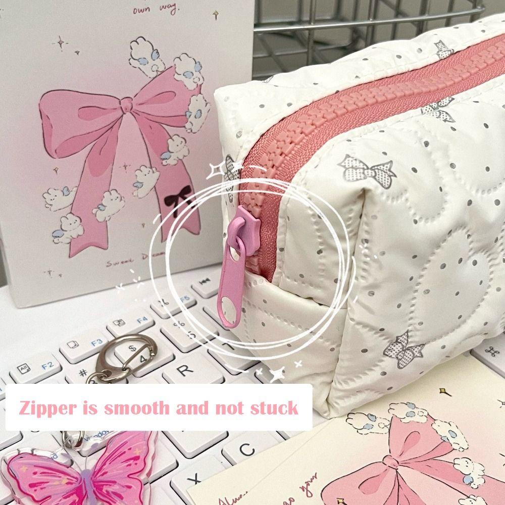 Large Capacity Pen Bag Bowknot Cosmetic Bag Cute Stationery Bag
