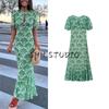 Summer New Product Women's Clothes Casual Wind Cut Out Printing Series with Decoration Backless Slim Fit Long A- Line Fishtail Dress
