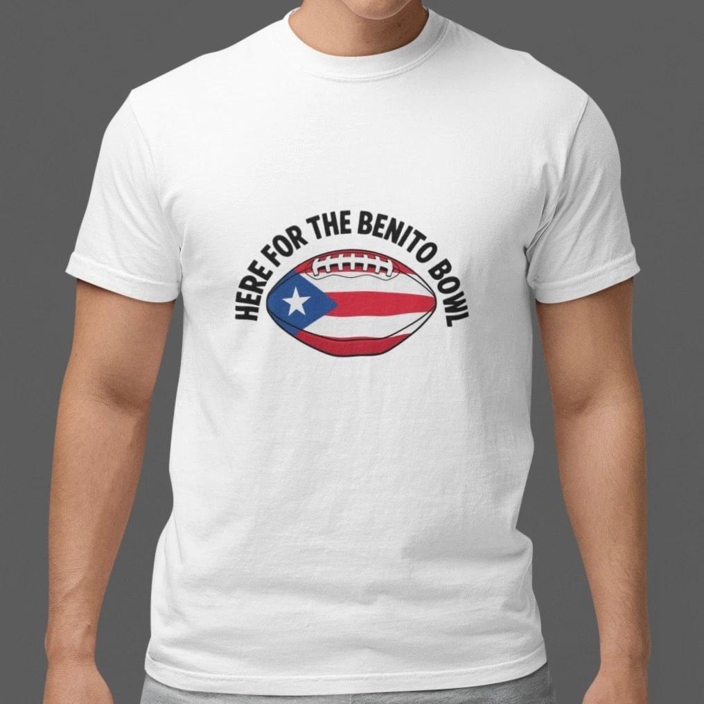 

Here For The Benito Bowl T-Shirt Funny Football Graphic Tee Black White Unisex S