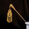 Chinese Geometric Hollow Tassel Hairpin, Ethnic Style Water Drop Leaf Hanfu Accessory for Women