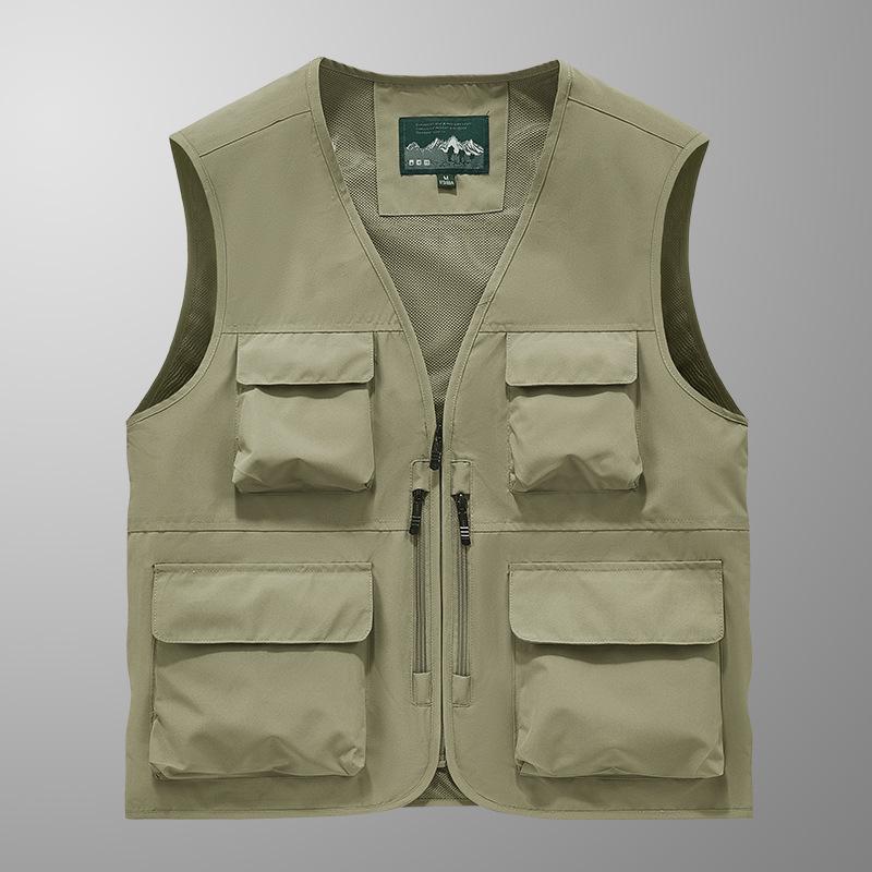 Photographer waterproof vest, sleeveless outdoor new multi-pocket quick-drying fishing vest, men's thin mountaineering