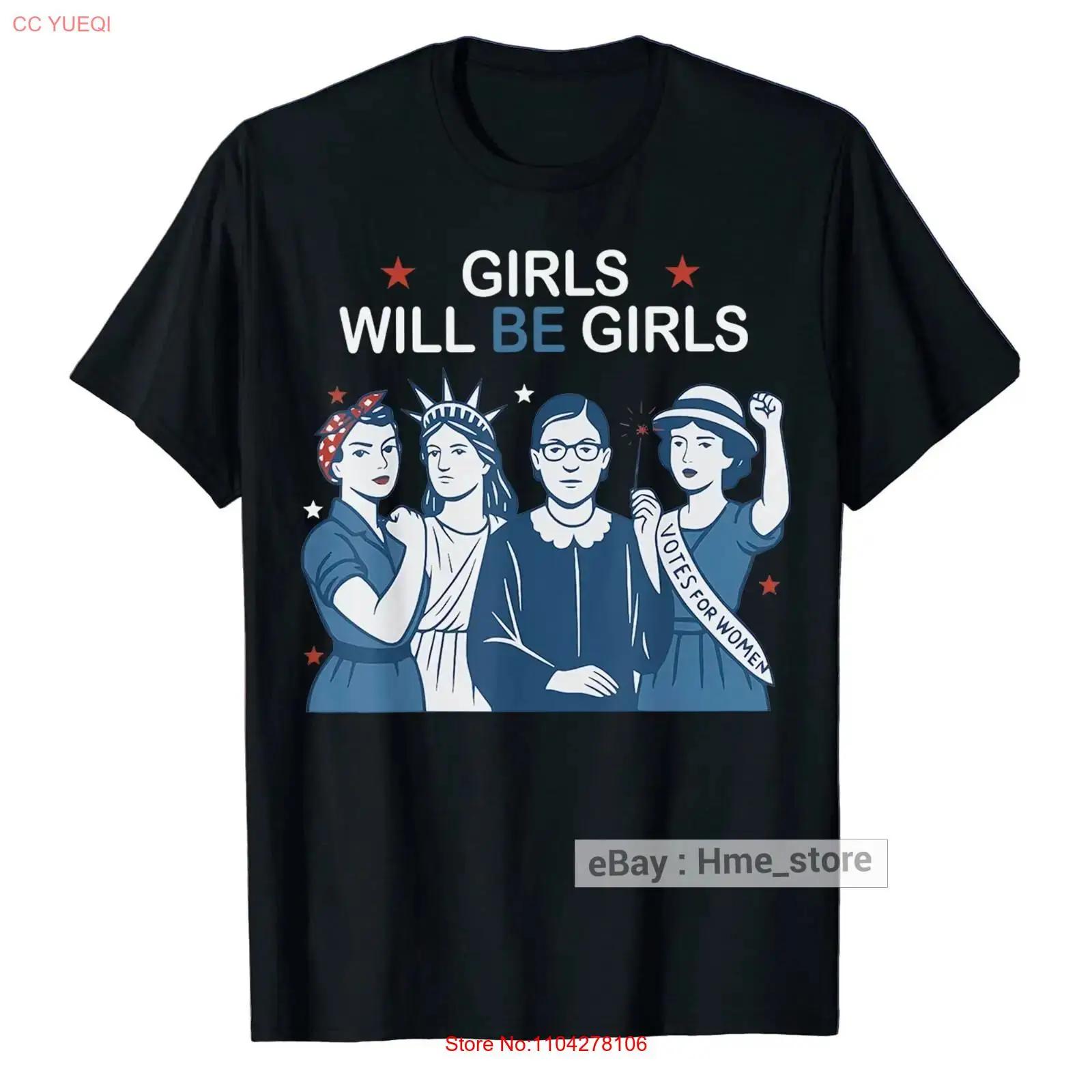

Girl Will Be Girls Feminist Patriotic T Shirt 4th July Rosie Liberty RBG Equal vintage Washed Breathable homme Casual S разноцветный