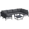 7 Piece Garden Sofa Set with Cushions Black Steel