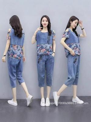 Completo Due Pezzi Elegante Taglie Forti Donna Estate 2025: Pantaloni Corti Modellanti in Finto Denim