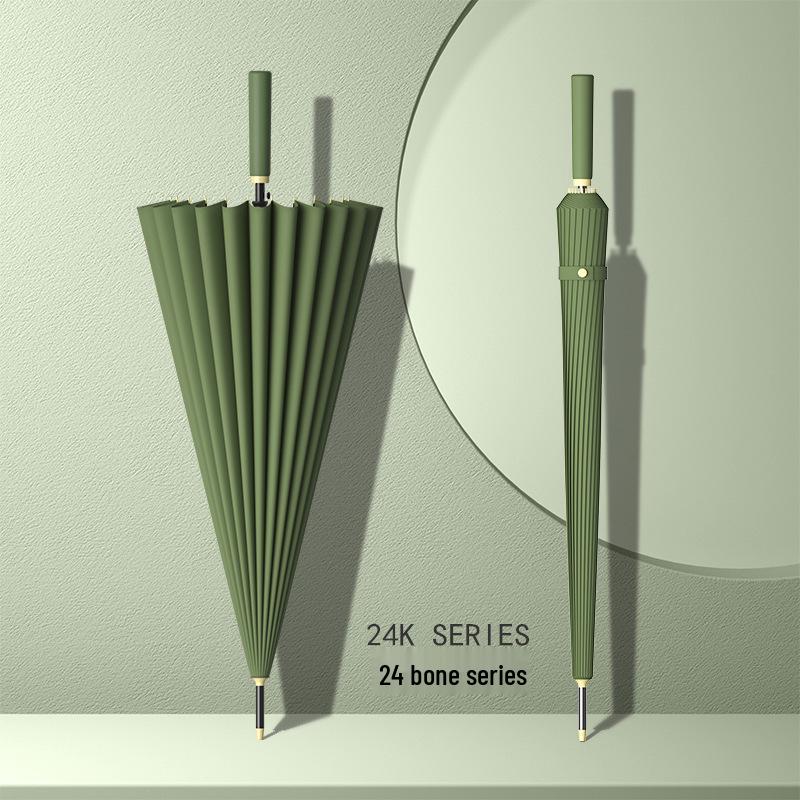 24-Rib Windproof Extra-Large Automatic Umbrella, Long Handle, for Men and Women, Customizable Logo