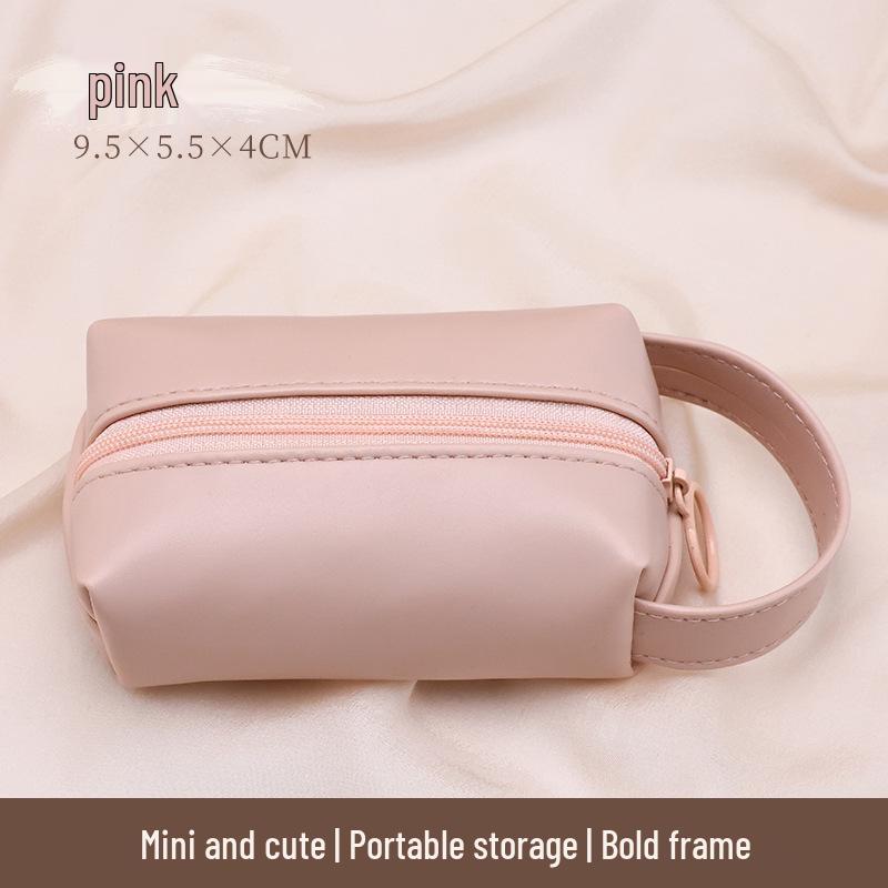 Compact PU Makeup Bag - Portable Handheld Storage & Coin Purse