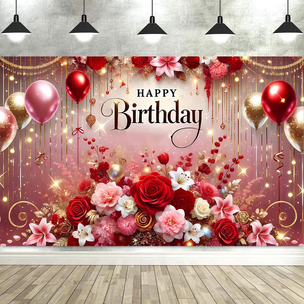 Dewprint Happy Birthday Backdrop Banner for Women Party Decorations Photoshoot Photography Background Curtains Screen Props