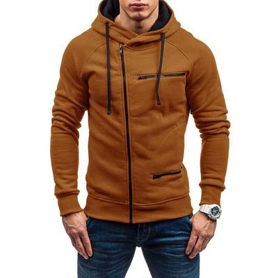 Men Sweatshirt Solid Color Sports and Leisure Fashion Clothing Fleece Cardigan Hooded Men Sweatshirt